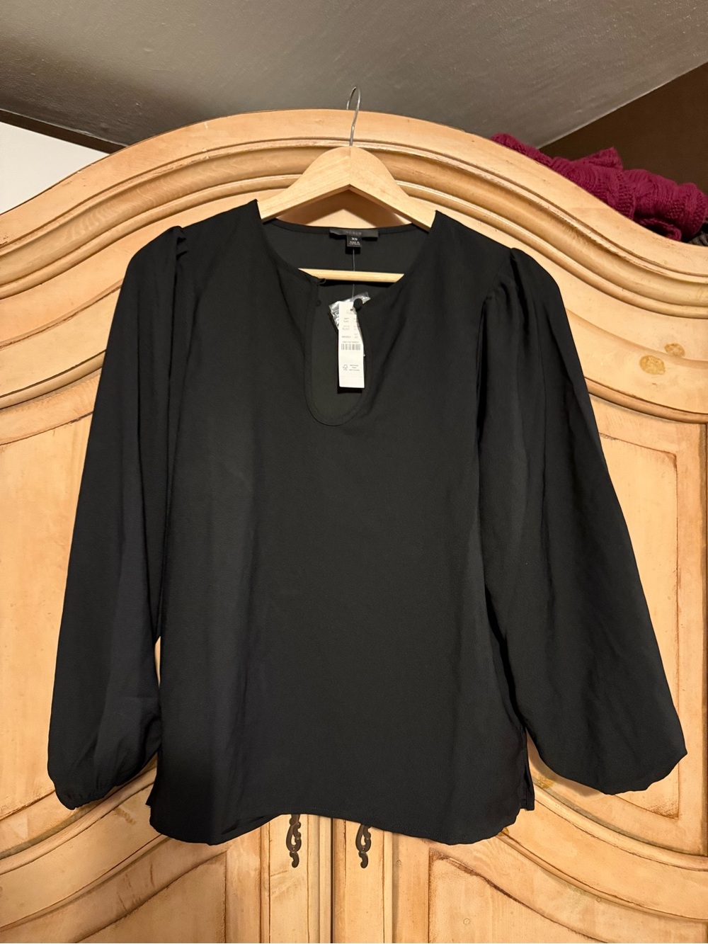 J. Crew Black Long-Sleeve Keyhole Top